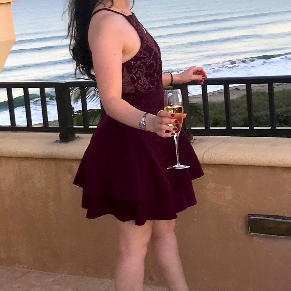 S - Burgundy Party Dress